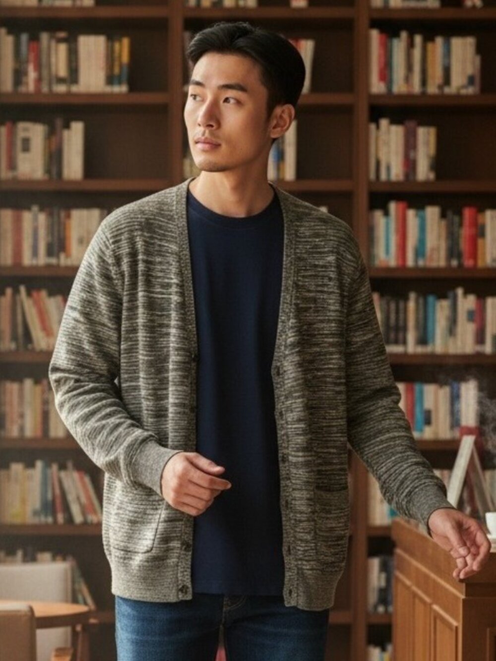 Burberry Mens Cardigan Sweater L Silk Wool